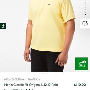 Lacoste Classic Fit Polo in Pale Yellow